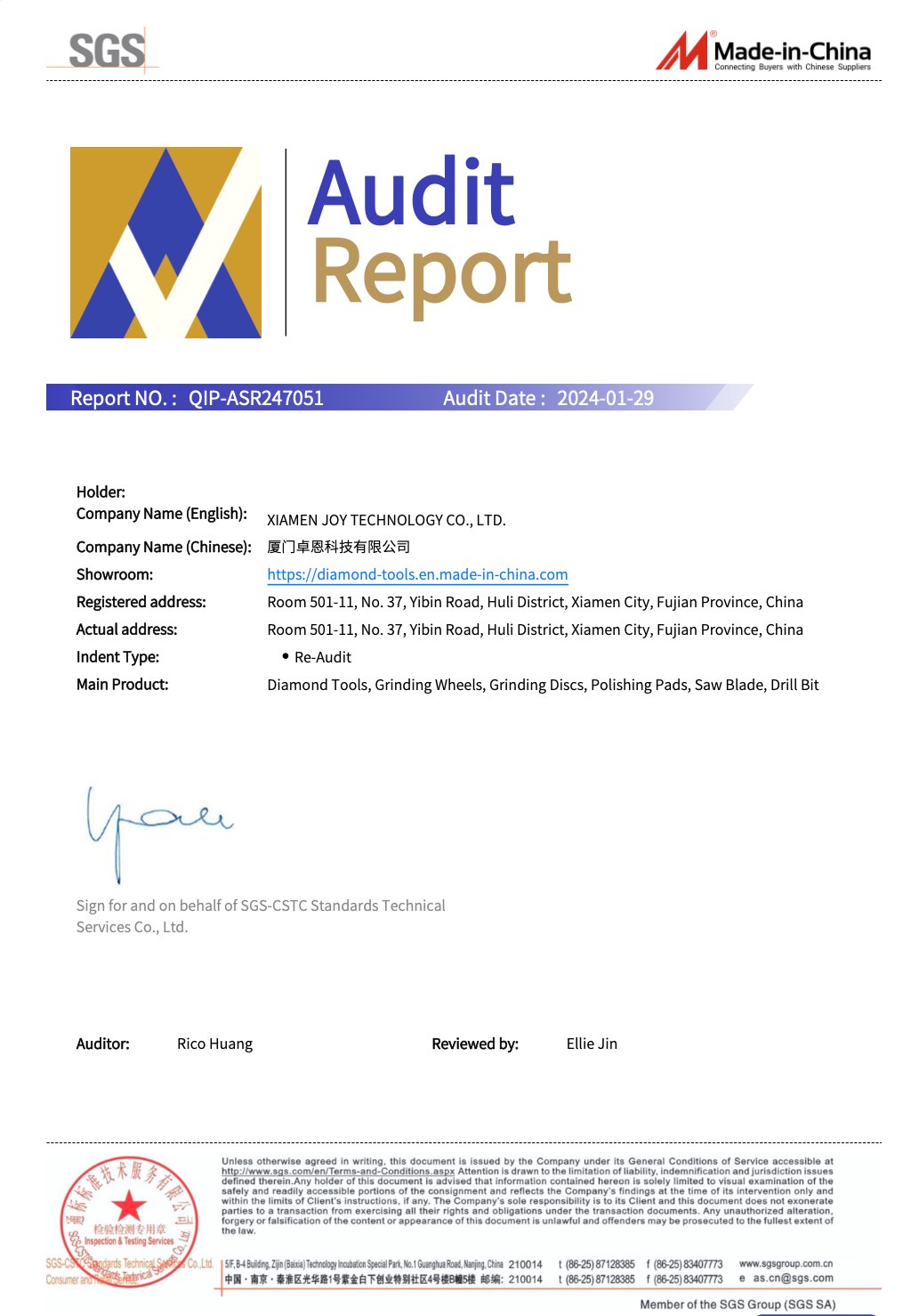 SGS Audit Report - Made-in-China.com Verified Supplier